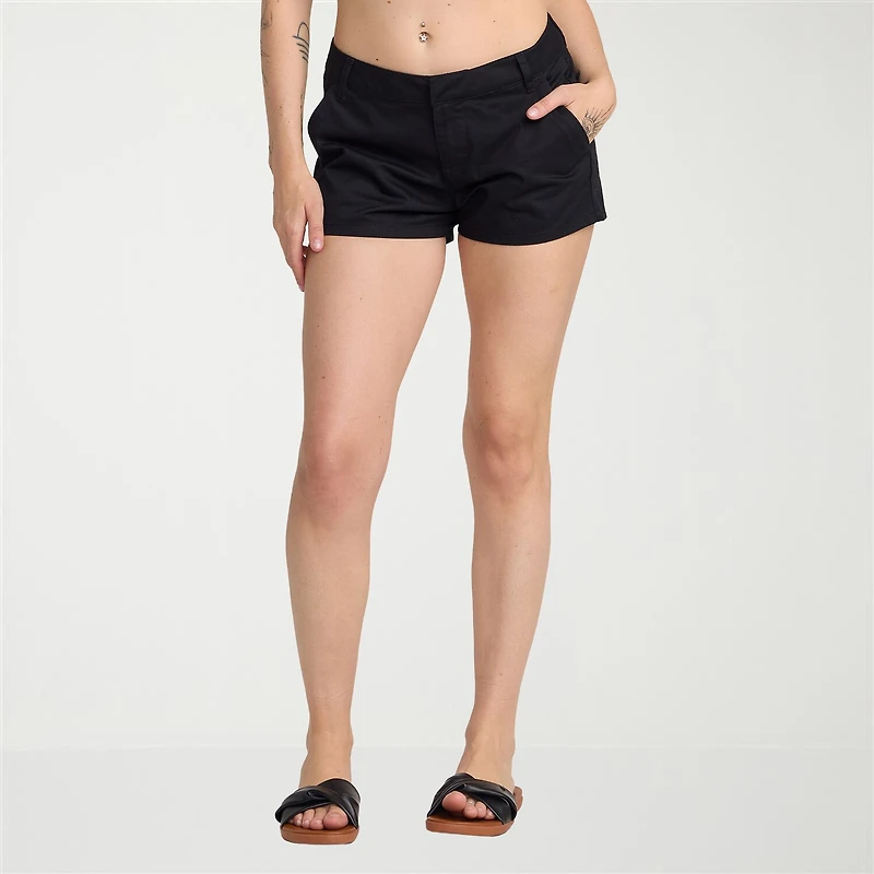 VOLCOM Juniors Womens Mid Rise Shortie Short