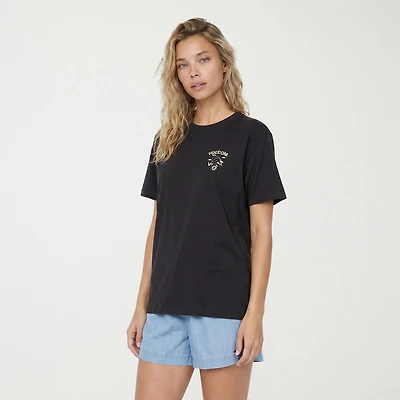 VOLCOM Womens Juniors Crew Neck Short Sleeve Regular Fit Graphic T-Shirt