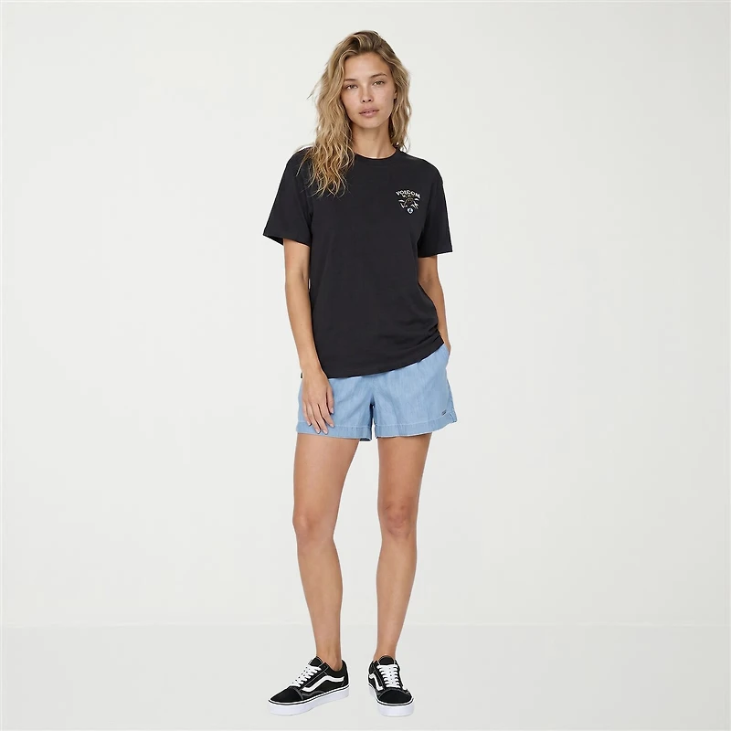 VOLCOM Womens Juniors Crew Neck Short Sleeve Regular Fit Graphic T-Shirt