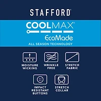Stafford Coolmax All Season Ecomade Oxford Mens Regular Fit Stretch Fabric Wrinkle Free Long Sleeve Dress Shirt