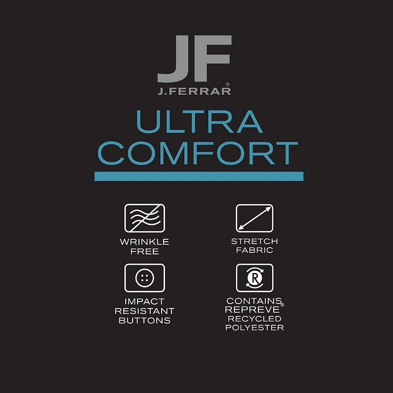 J. Ferrar Ultra Comfort Mens Slim Fit Stretch Fabric Wrinkle Free Long Sleeve Dress Shirt