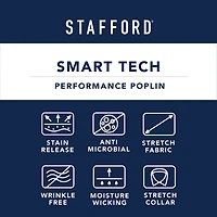 Stafford Smart Tech Mens Slim Fit Stretch Fabric Wrinkle Free Long Sleeve Dress Shirt