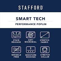 Stafford Smart Tech Mens Classic Fit Stretch Fabric Wrinkle Free Long Sleeve Dress Shirt