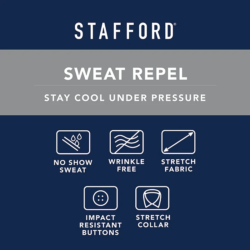 Stafford Big And Tall Advanced Performance Sweat Repel Mens Long Sleeve Dress Shirt
