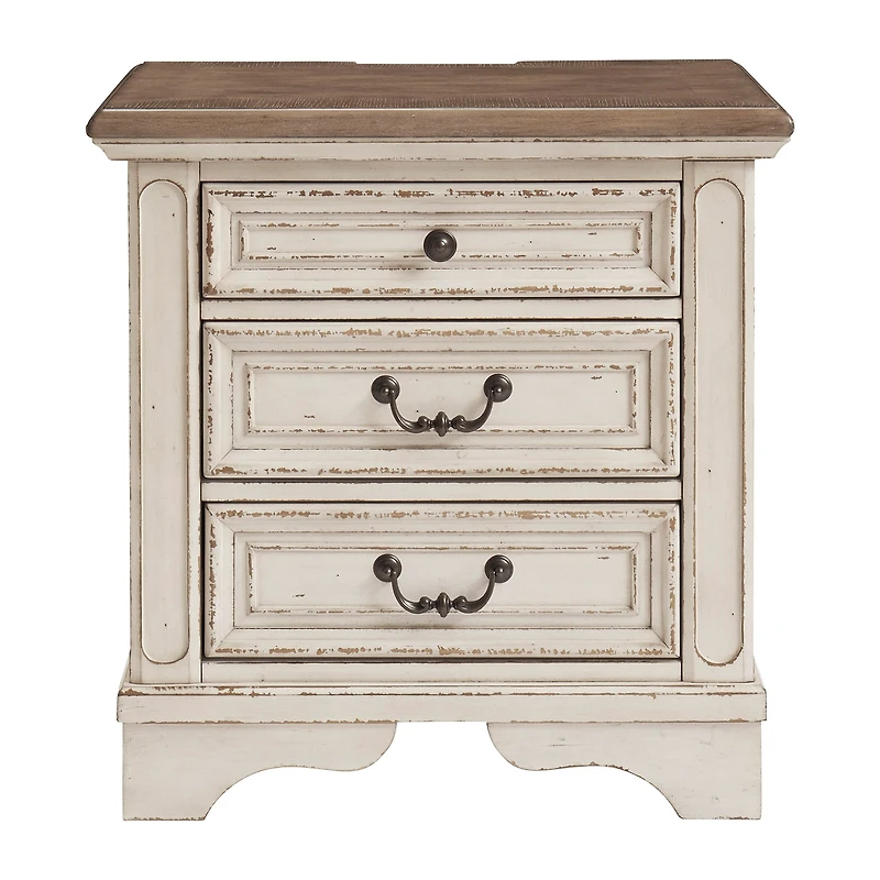 Signature Design by Ashley Realyn 3-Drawer Nightstand in Chipped White