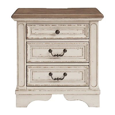 Signature Design by Ashley Realyn 3-Drawer Nightstand in Chipped White