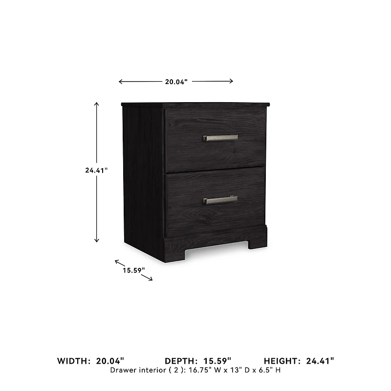 Signature Design by Ashley Belachime 2-Drawer Nightstand in Charcoal