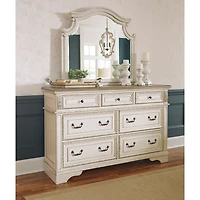 Signature Design by Ashley Realyn 44" Bedroom Dresser Mirror in Chipped White