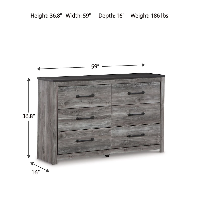Signature Design by Ashley Bronyan 6-Drawer Dresser in Dark Gray