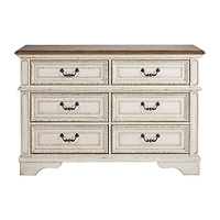 Signature Design by Ashley Realyn Youth 36" 6-Drawer Dresser in Chipped White