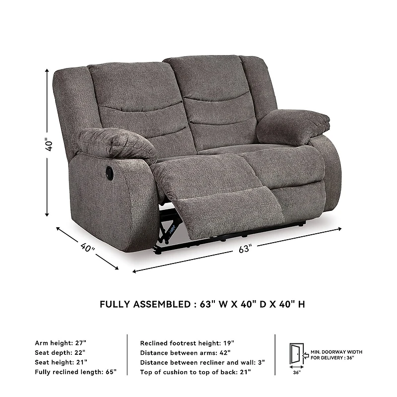 Signature Design by Ashley® Henderson Pad-Arm Reclining Loveseat