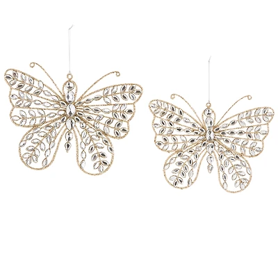 North Pole Trading Co. Jeweled Butterfly 2-pc. Christmas Ornament