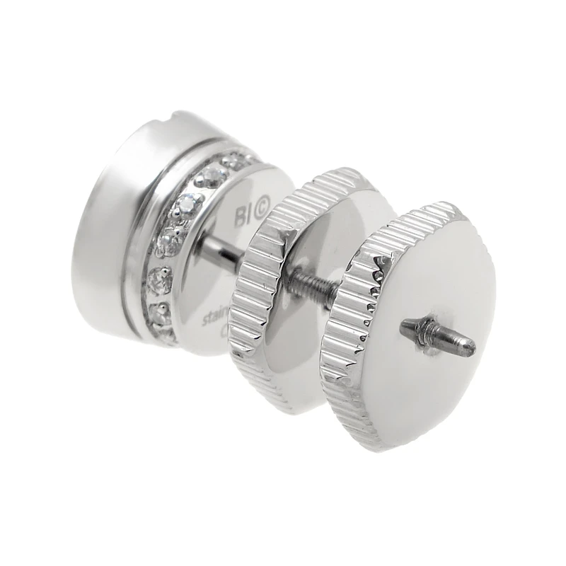 Mens Cubic Zirconia Stainless Steel Stud Earring