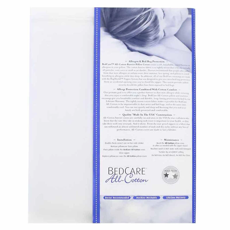 BedCare All Cotton Allergy and Bed Bug Proof Pillow Cover