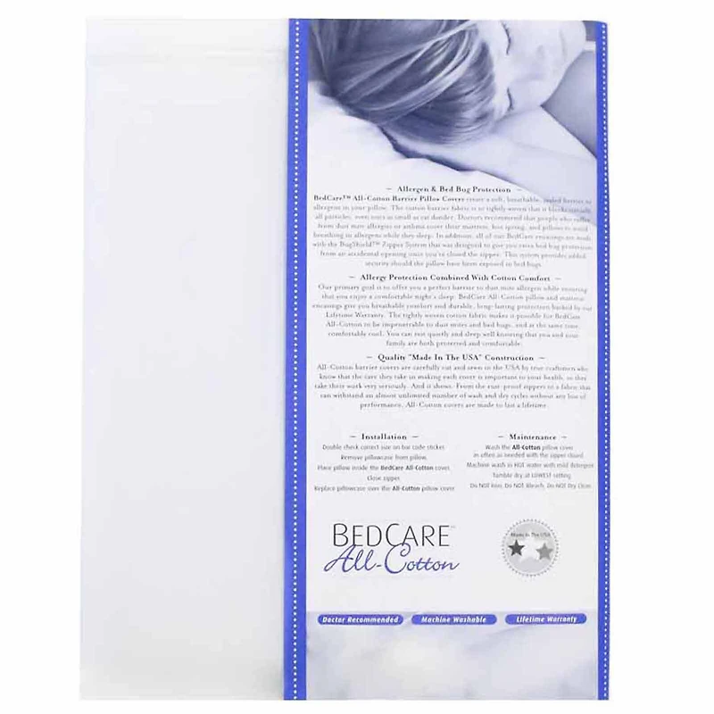 BedCare All Cotton Allergy and Bed Bug Proof Pillow Cover