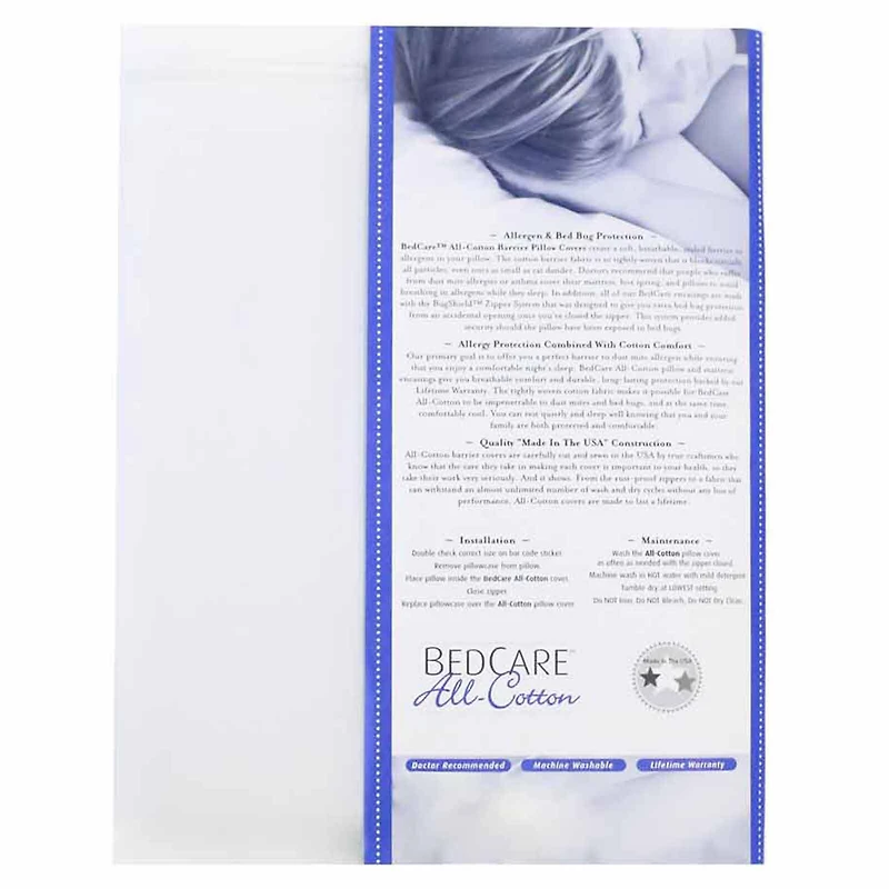 BedCare All Cotton Allergy and Bed Bug Proof Pillow Cover