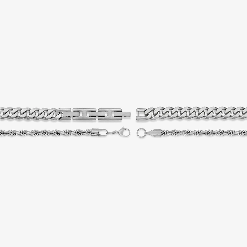Mens Stainless Steel 2-pc. Necklace Set