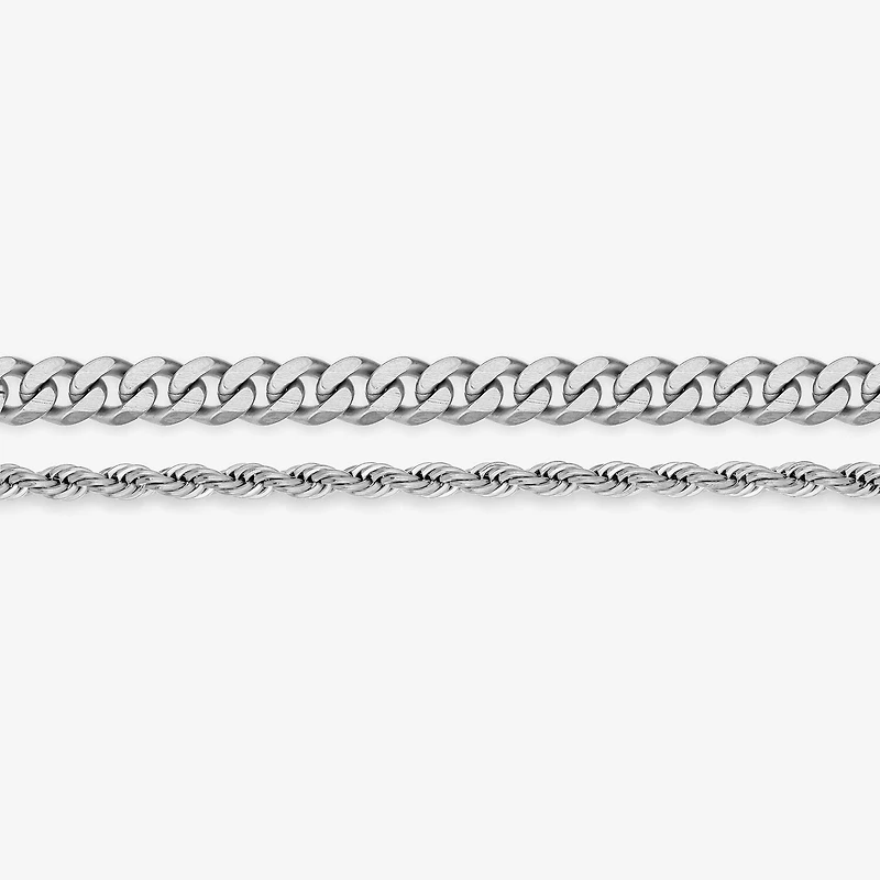 Mens Stainless Steel 2-pc. Necklace Set