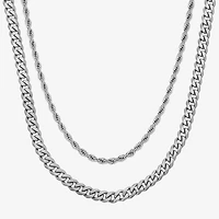 Mens Stainless Steel 2-pc. Necklace Set