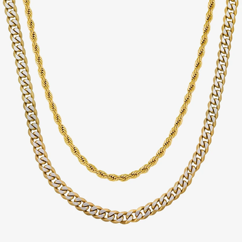 Mens Stainless Steel 2-pc. Necklace Set