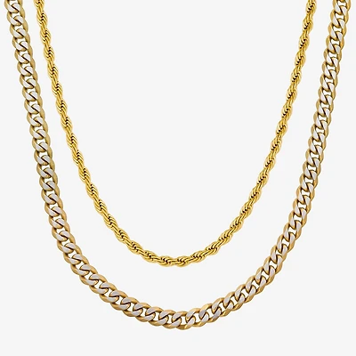 Mens Stainless Steel 2-pc. Necklace Set