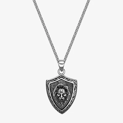 Mens Multi Color Jasper Stainless Steel 24 Inch Pendant Necklace