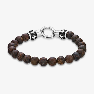 Mens Stainless Steel Beaded Bracelet