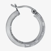 Diamond Cut Womens Sterling Silver 20.3mm Hoop Earrings