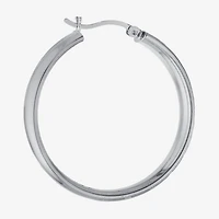 Diamond Cut Womens Sterling Silver 35.3mm Hoop Earrings