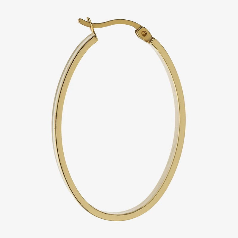 Diamond Cut Womens 14K Two Tone Gold Over Silver 35.8mm Hoop Earrings