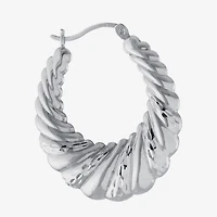 Croissant Womens Sterling Silver 33.5mm Hoop Earrings