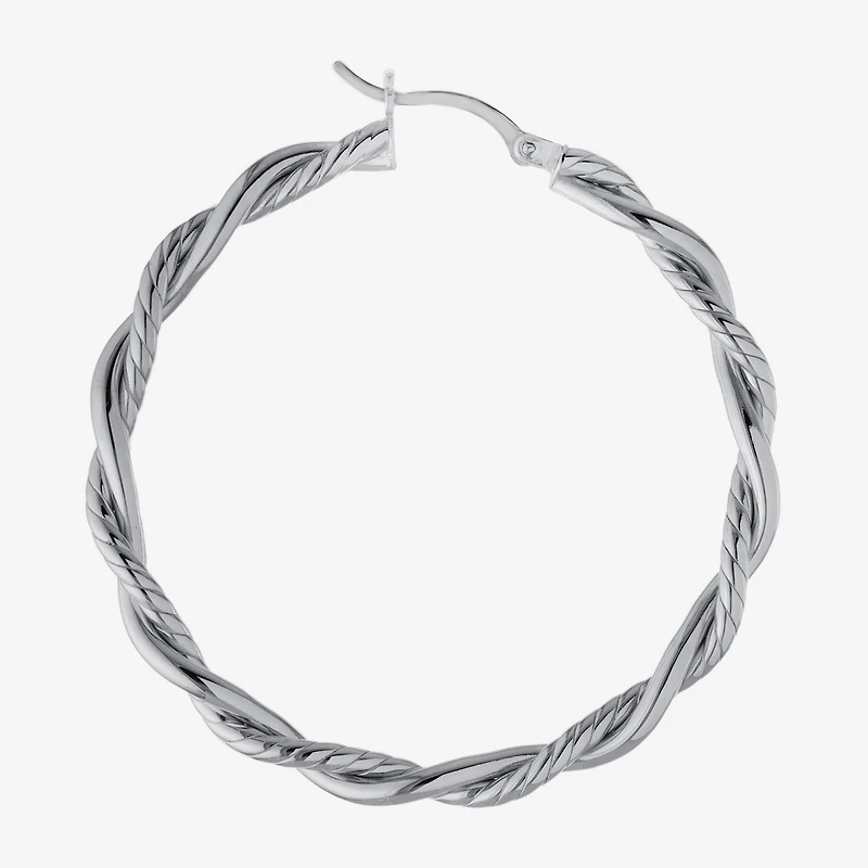 Womens Sterling Silver 50.8mm Hoop Earrings