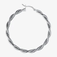 Womens Sterling Silver 50.8mm Hoop Earrings
