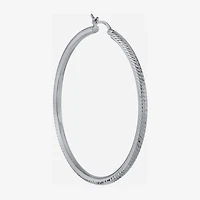 Diamond Cut Womens Sterling Silver 57mm Hoop Earrings
