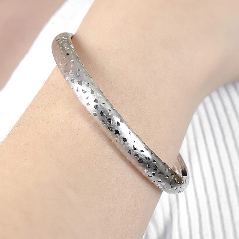 Diamond Cut Womens Sterling Silver Bangle Bracelet
