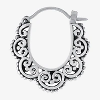 Bali Inspired Womens Sterling Silver 20.8mm Hoop Earrings