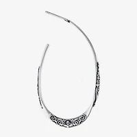 Bali Inspired Womens Sterling Silver 41.9mm Hoop Earrings