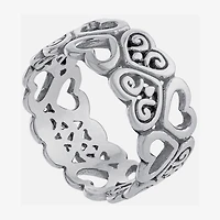 Bali Inspired Womens Sterling Silver Heart Cocktail Ring