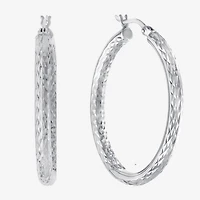 Womens Sterling Silver 37.8mm Hoop Earrings