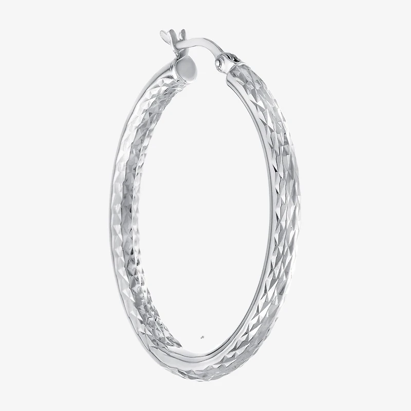 Womens Sterling Silver 37.8mm Hoop Earrings