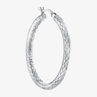 Womens Sterling Silver 37.8mm Hoop Earrings