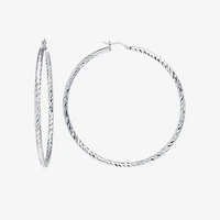 Womens Sterling Silver 50mm Hoop Earrings