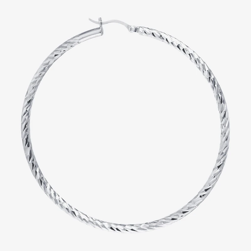 Womens Sterling Silver 50mm Hoop Earrings