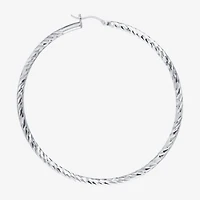 Womens Sterling Silver 50mm Hoop Earrings