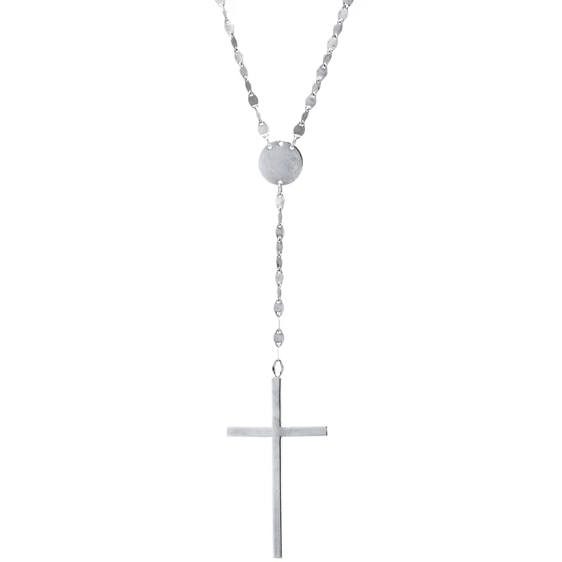 Womens Sterling Silver 18 Inch Rosary Necklace