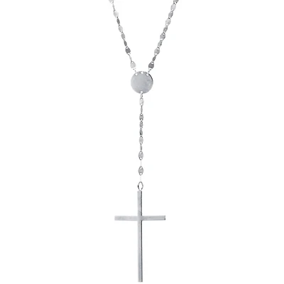 Womens Sterling Silver 18 Inch Rosary Necklace