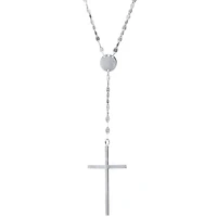 Womens Sterling Silver 18 Inch Rosary Necklace