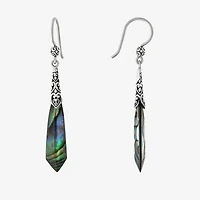 Womens Gray Abalone Sterling Silver Drop Earrings