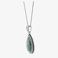 Womens Enhanced Blue Turquoise Sterling Silver 18 Inch Pendant Necklace