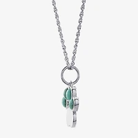 Paw Print Womens Enhanced Blue Turquoise Sterling Silver 18 Inch Pendant Necklace